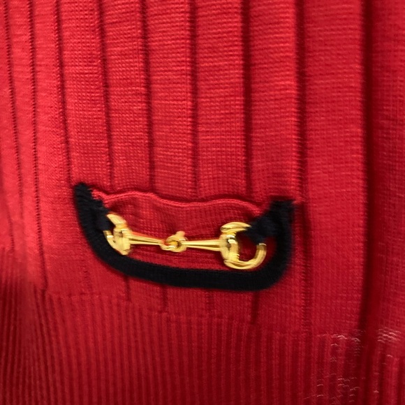 NWT Kim Rogers Red & Navy Blue Trim Sweater Size XL - Picture 8 of 9